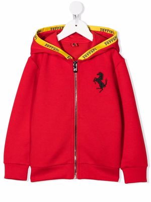 Ferrari Kids logo embroidered hoodie