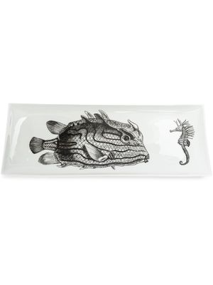 Fornasetti Pufferish & Seahorse plate - White