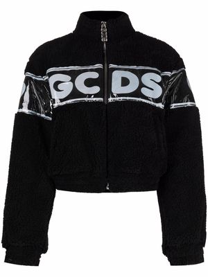 Gcds cropped teddy fleece jacket - Black