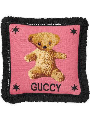 Gucci teddy bear needlepoint cushion - Pink