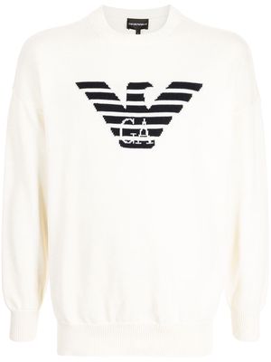 Emporio Armani intarsia logo-knit jumper - White