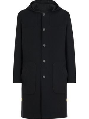 Fendi single-breasted hooded duffle coat - Black