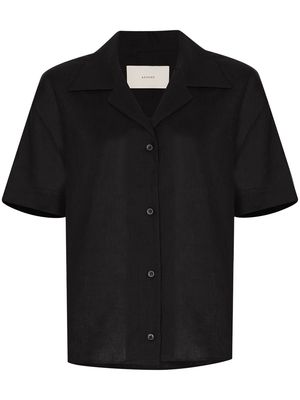 Asceno organic linen button-up shirt - Black