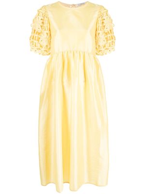 Cecilie Bahnsen caged balloon-sleeve dress - Yellow