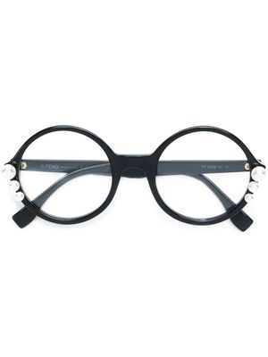 Fendi Eyewear Ribbons And Pearls round glasses - Black