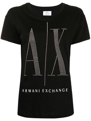 Armani Exchange logo-studded cotton T-shirt - Black