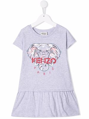 Kenzo Kids elephant-print T-shirt dress - Grey