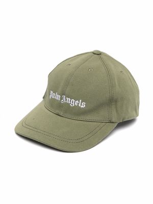 Palm Angels Kids logo-embroidered cotton baseball cap - Green