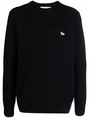 Maison Kitsuné fox-appliqué wool jumper - Black