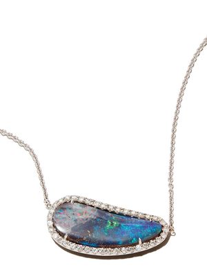 Kimberly McDonald 18kt white gold boulder opal pendant necklace - Silver