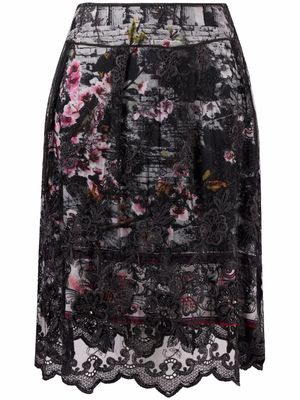 A.N.G.E.L.O. Vintage Cult 1990s floral lace A-line skirt - Black