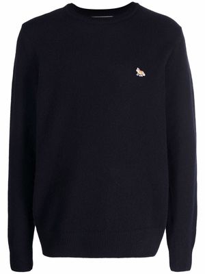 Maison Kitsuné fox-appliqué wool jumper - Blue