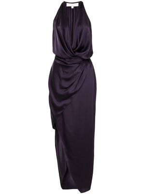 Michelle Mason asymmetric halterneck silk dress - Purple