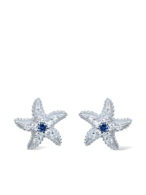 Carrera Y Carrera 18kt white gold diamond sapphire Estrella Marina earrings - Silver