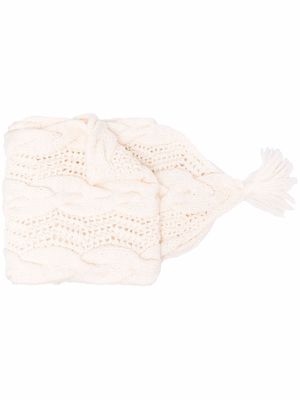 CONCEPTO cable-knit wool scarf - White