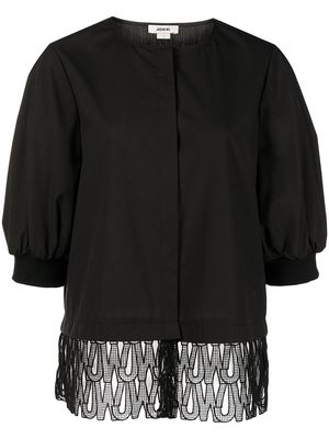 Jason Wu puff sleeve embroidered-trim blouse - Black