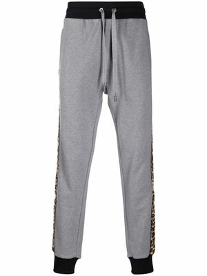 Dolce & Gabbana leopard-print trim joggers - Grey