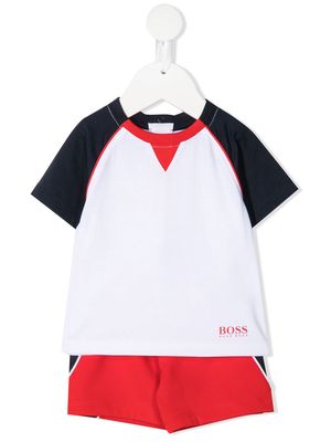 BOSS Kidswear colour-blocked short tracksuit set - White