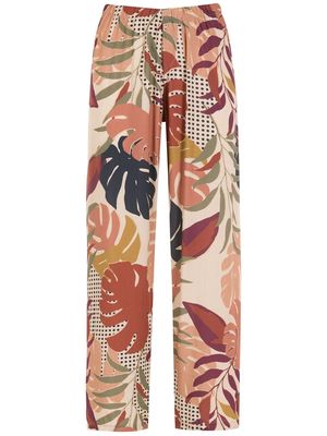 Amir Slama palm leaf print straight trousers - Neutrals