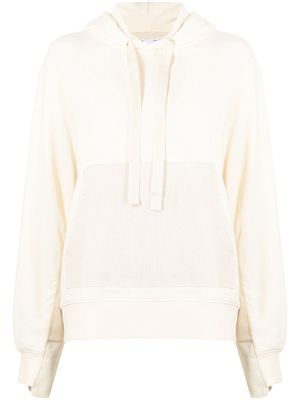 izzue ribbed-panel cotton-blend hoodie - White