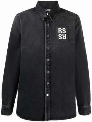 Raf Simons logo-patch denim shirt - Black