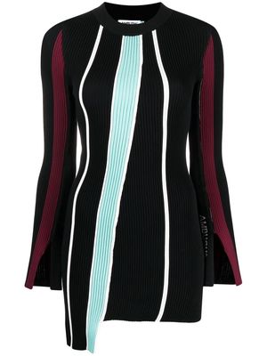 AMBUSH asymmetric striped knit jumper - Black