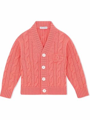 Dolce & Gabbana Kids cable knit logo cardigan - Pink
