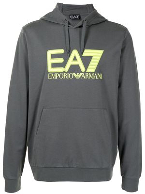 Ea7 Emporio Armani logo-print cotton hoodie - Grey