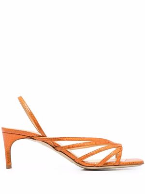 Giannico rhinestone-embellished leather sandals - Orange