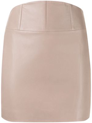 Michelle Mason corset leather mini skirt - Neutrals