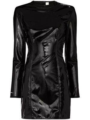 032c Qipao patent-leather mini dress - Black