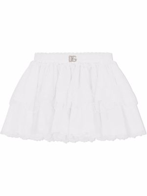 Dolce & Gabbana Kids tiered ruffle mini dress - White