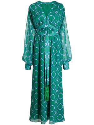 Alexis Skarla geometric-print silk gown - Green