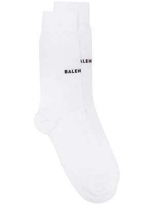 Balenciaga logo knit socks - White