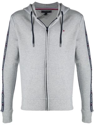 Tommy Hilfiger logo-tape zipped hoodie - Grey