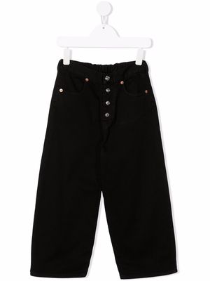 MM6 Maison Margiela Kids button-detail wide-leg jeans - Black