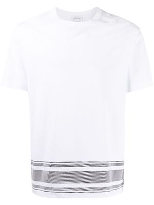 Brioni stripe print cotton T-shirt - White