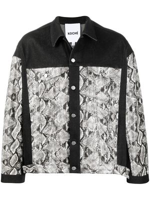 Koché snakeskin-print denim jacket - Black