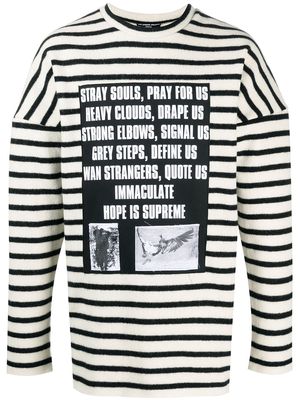 Raf Simons striped graphic-print jumper - White