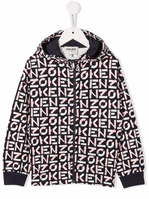 Kenzo Kids logo-lettering zip-up hoodie - Grey