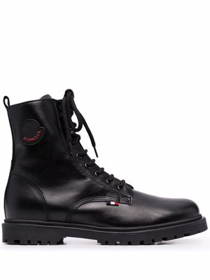 Moncler Enfant lace-up leather boots - Black