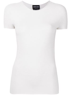 Giorgio Armani round neck knitted top - White