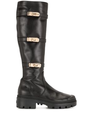 Madison.Maison buckle detail knee-high boots - Black