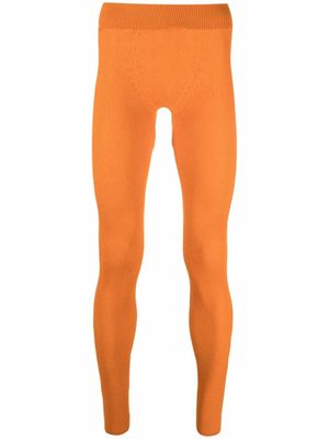 Jacquemus skinny-cut knitted leggings - Orange