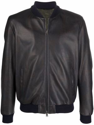 ETRO zipped leather bomber jacket - Blue