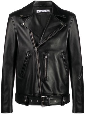 Acne Studios off-centred zipped biker jacket - Black