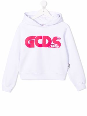 Gcds Kids color-block logo-print hoodie - White