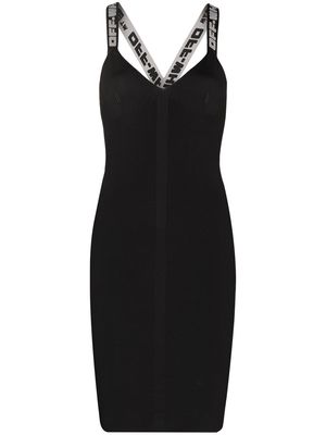 Off-White logo straps V-neck mini dress - Black