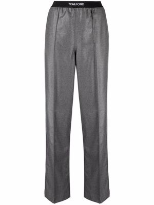 TOM FORD logo-waistband straight trousers - Grey