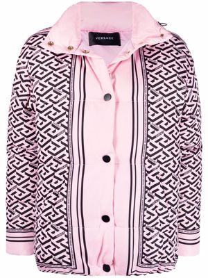 Versace La Greca print puffer jacket - Pink